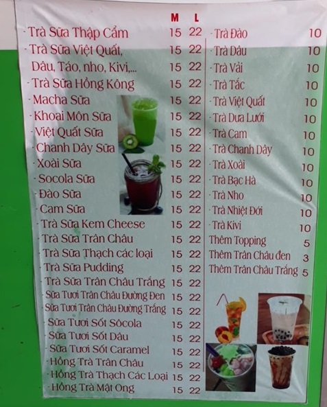 Quán ăn, ẩm thực: Quán Trà Sữa Ngon Quận 10 Menu